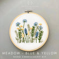 Load image into Gallery viewer, Beginner Embroidery Kit - Meadow in Blue & Yellow