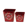Load image into Gallery viewer, 5.5" and 6.5" "Merry Christmas" Square Metal Pots