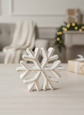 Load image into Gallery viewer, White Washed Wooden Snowflakes 5x5in