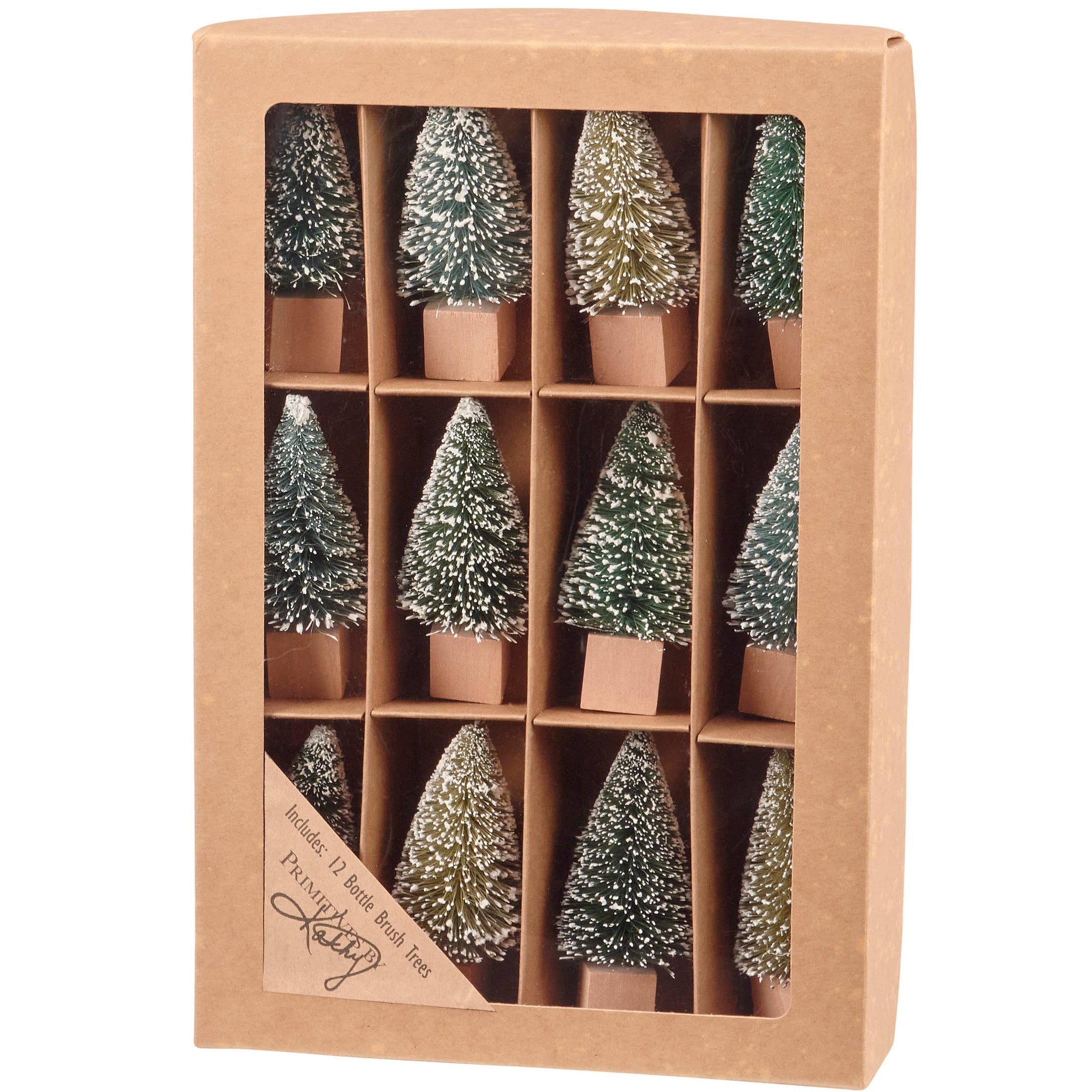 Mini Green Bottle Brush Tree Set