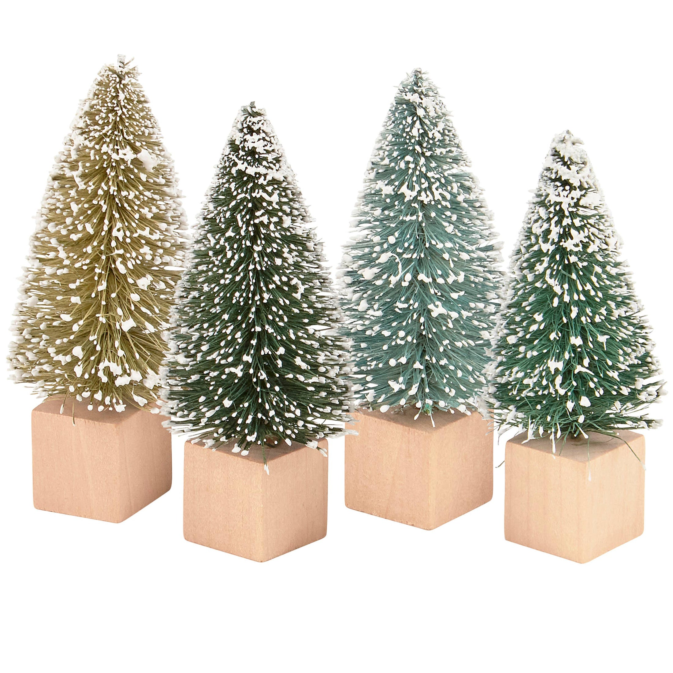 Mini Green Bottle Brush Tree Set