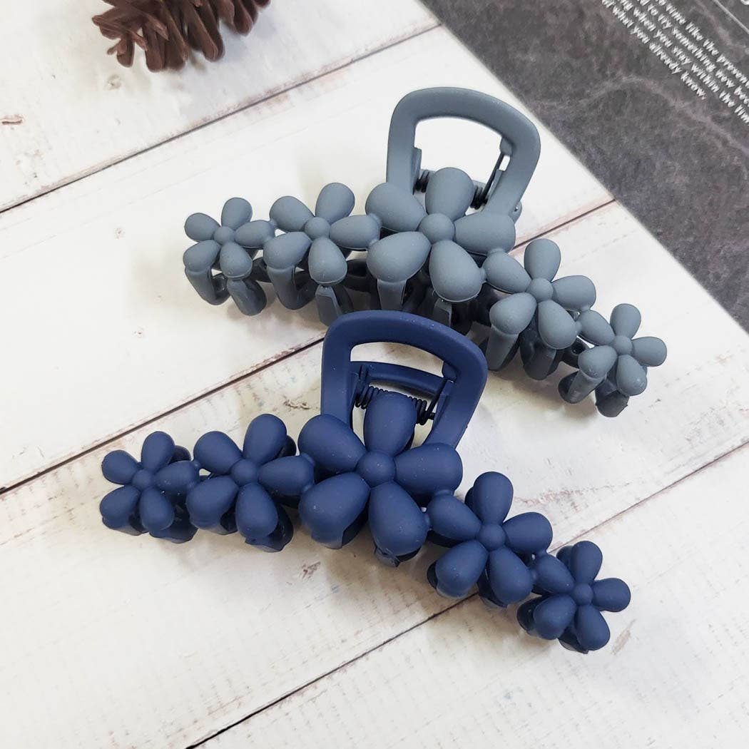 Matte Color Flower Pattern Hair Claw Clip