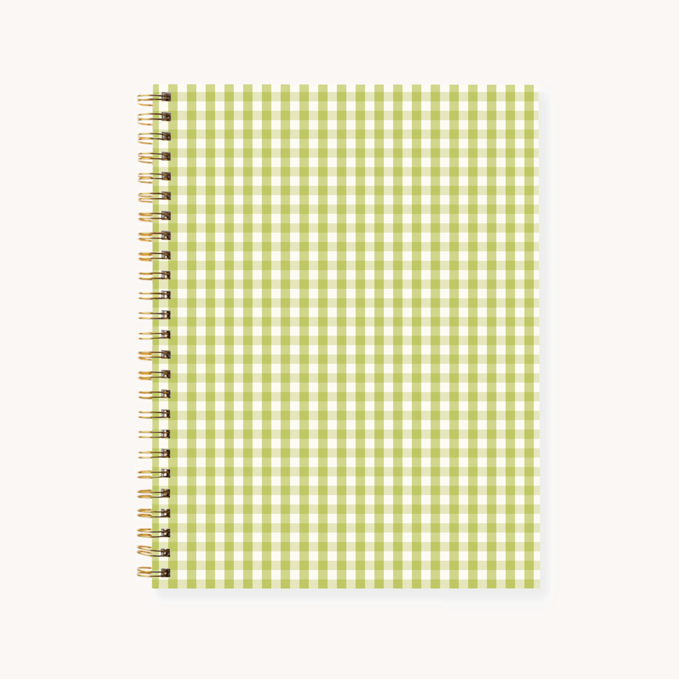 Green Gingham 7x9 Hardcover Spiral Notebook