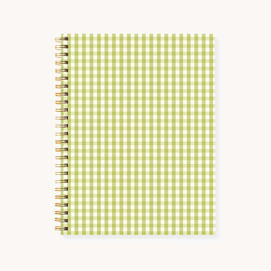 Green Gingham 7x9 Hardcover Spiral Notebook