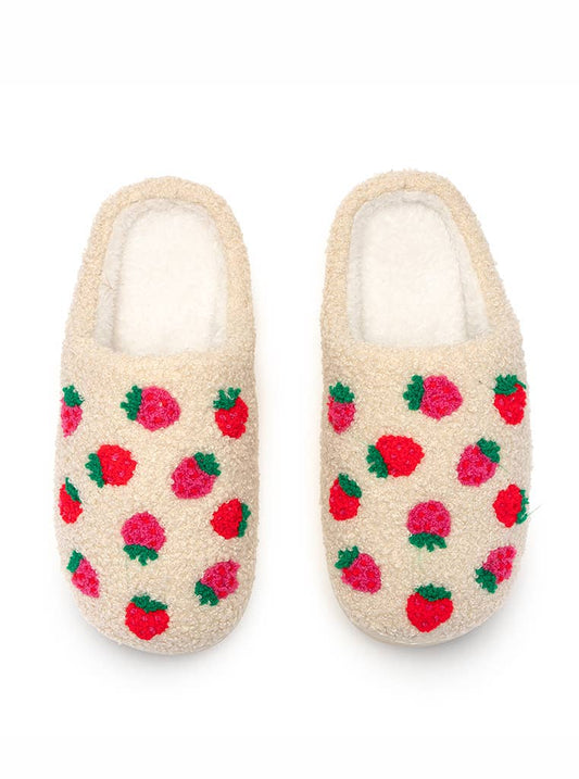 Indoor / Outdoor Slippers - Red Strawberries - Cream