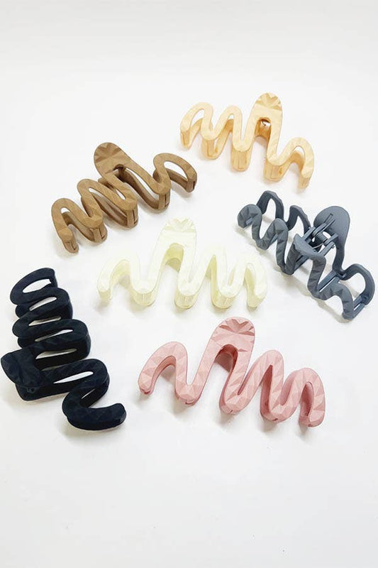 Large Size Embossed Matte Color Hair Claw Clip
