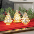 Load image into Gallery viewer, 3/Set - Silver Mercury Glass LED Christmas Trees