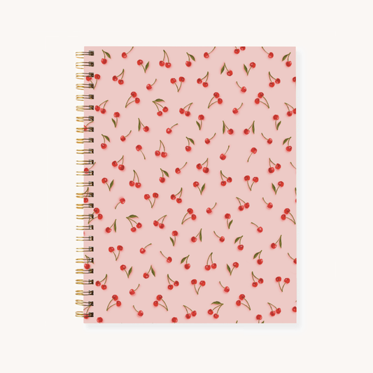 Painted Cherries 7x9 Hardcover Spiral Notebook