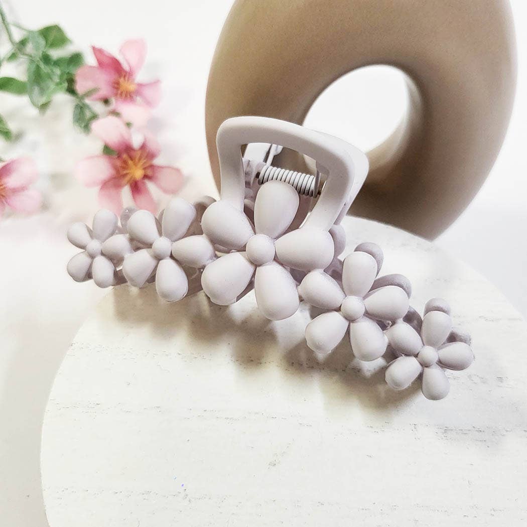 Matte Color Flower Pattern Hair Claw Clip