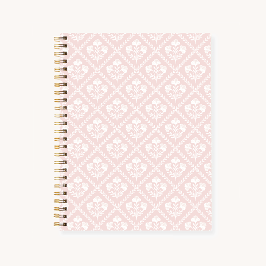 Pink Trellis 7x9 Hardcover Spiral Notebook