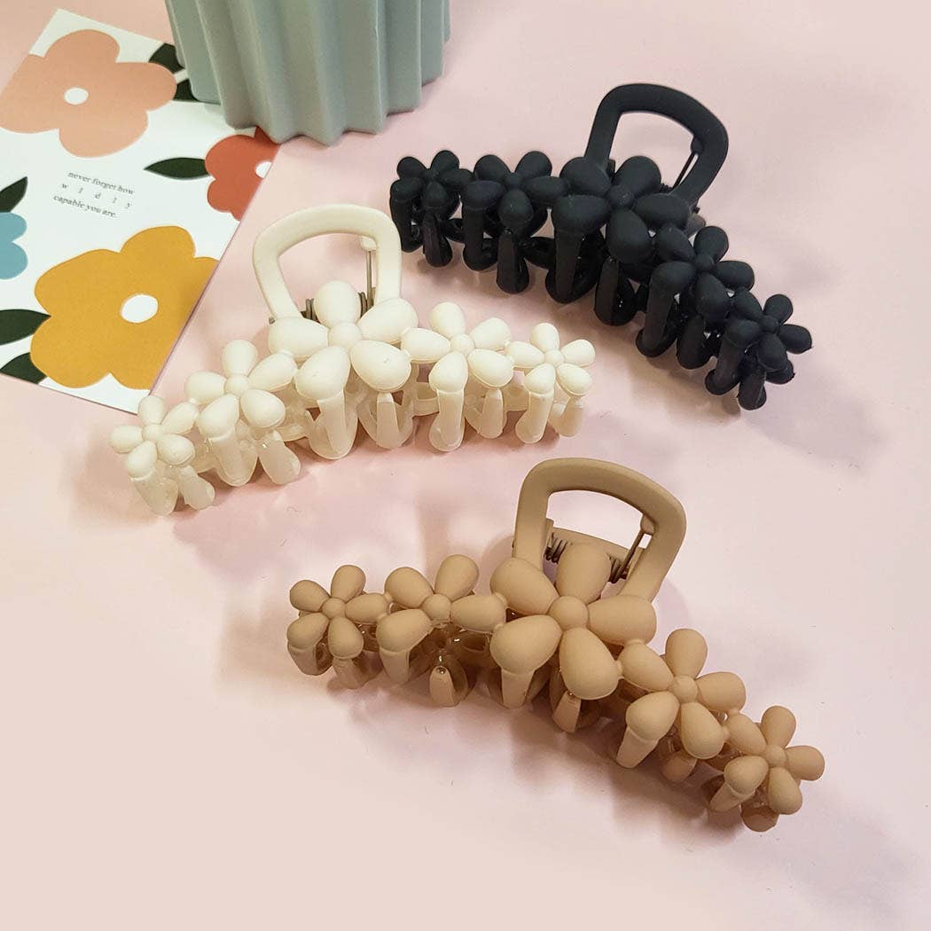 Matte Color Flower Pattern Hair Claw Clip