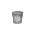 Load image into Gallery viewer, Whitewashed Snowflake Tin Planter - 7"D or 5"D