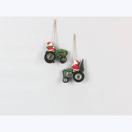 Santa On Tractor Christmas Ornament Assortment