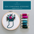 Load image into Gallery viewer, Hand Embroidery KIT - Teal Christmas Stocking