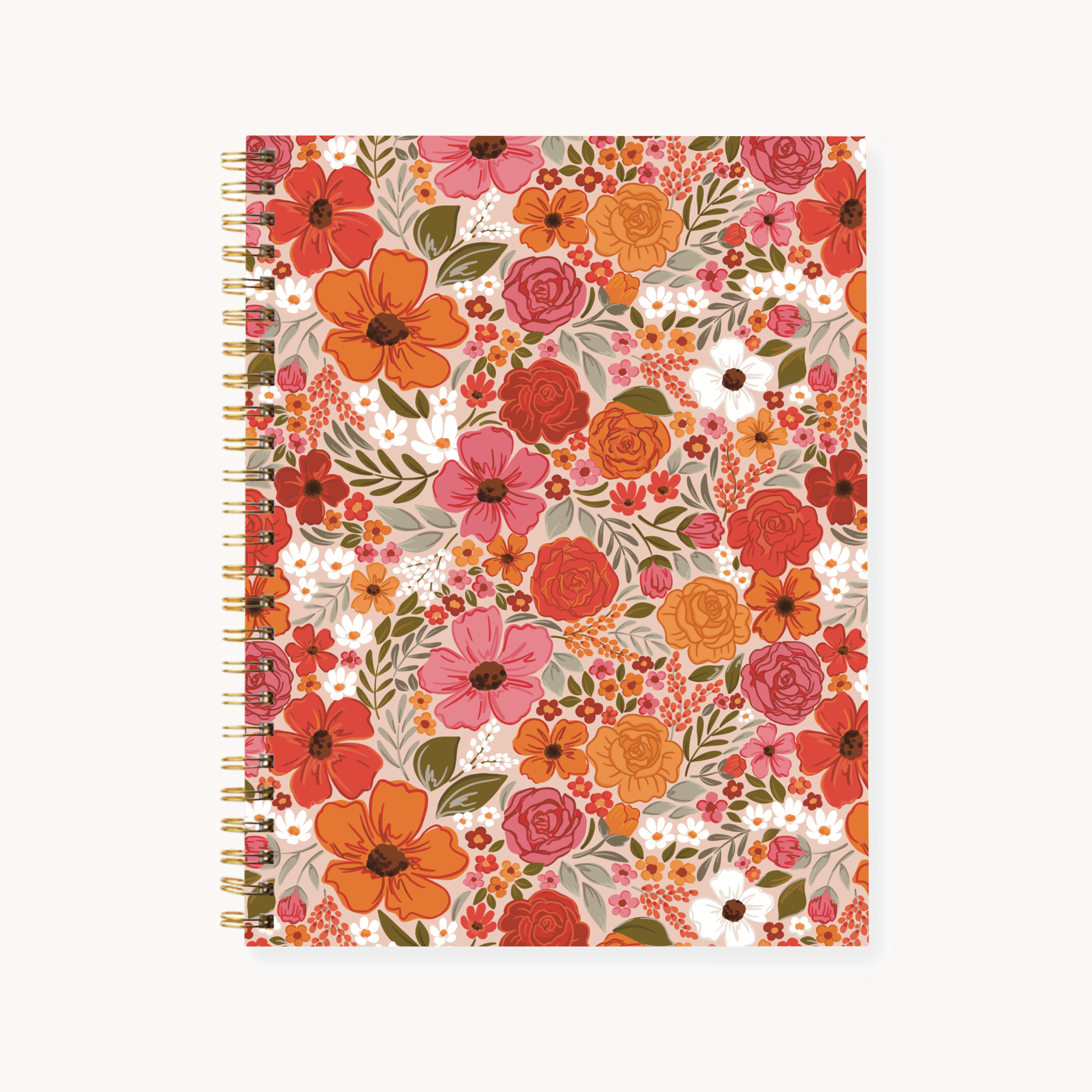 Rosewood Blooms 7x9 Hardcover Spiral Notebook