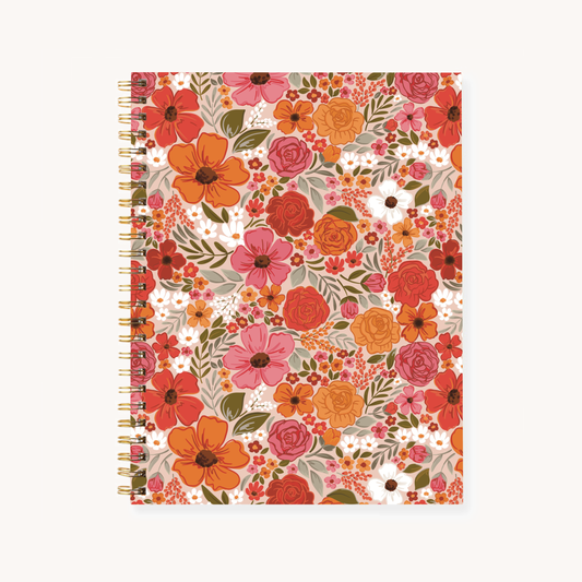 Rosewood Blooms 7x9 Hardcover Spiral Notebook