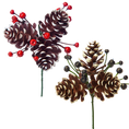 Load image into Gallery viewer, 7" OAL Berries & Pinecones Wreath Pick