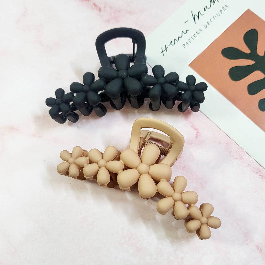 Matte Color Flower Pattern Hair Claw Clip