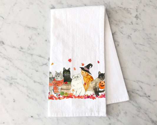 Halloween Cats Kitchen Towel - Fall Tea Towel