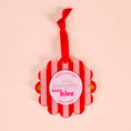 Load image into Gallery viewer, Scalloped Round Picture Frame Ornament-Peppermint Stripes