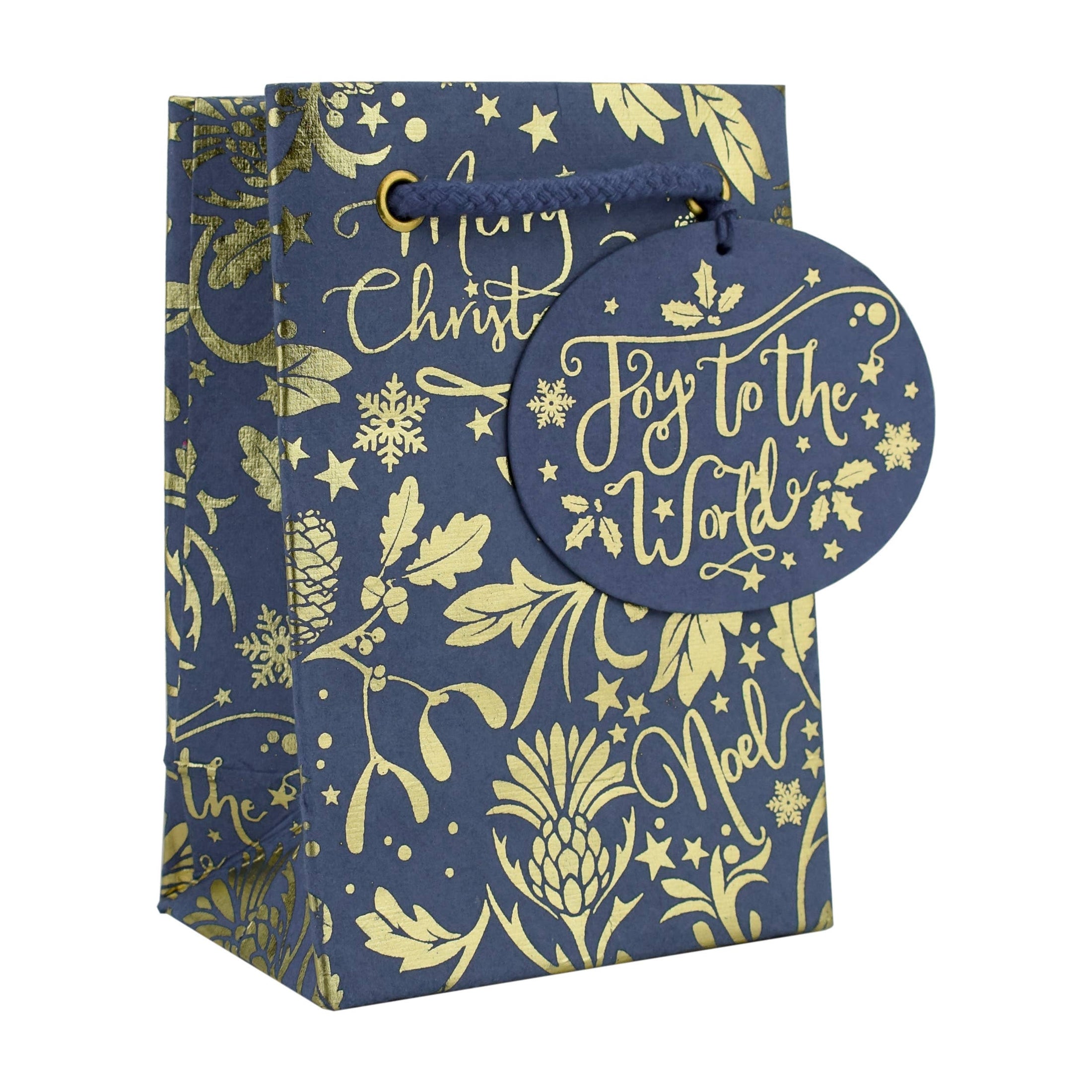 Joy to The World Blue Small Gift Bag