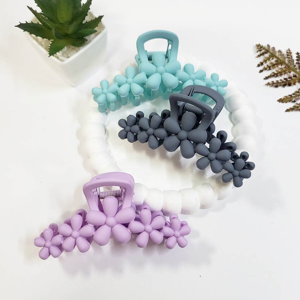 Matte Color Flower Pattern Hair Claw Clip