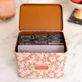 Load image into Gallery viewer, Pink Daisy Tin Recipe Box