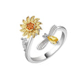 Load image into Gallery viewer, Sunflower Anxiety Fidget Spinner Ring in 925 Sterling Silver