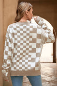 Load image into Gallery viewer, LDC Checkered Print Drop Shoulder Round Neck Sweater