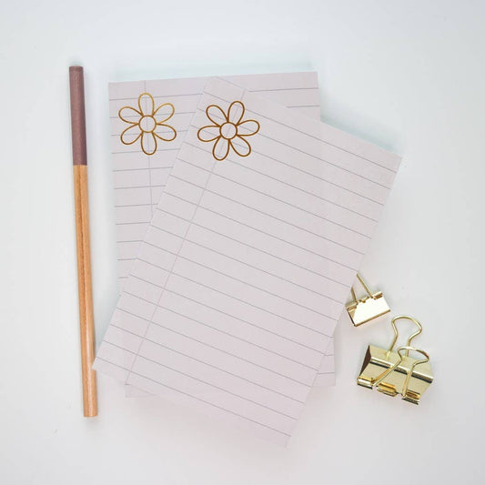 Gold Flower Lined Chunky Notepad - 4x6 inches - 150 pages