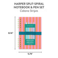 Load image into Gallery viewer, Cabana Stripes Harper Split-Spiral Notebook & Pen Set
