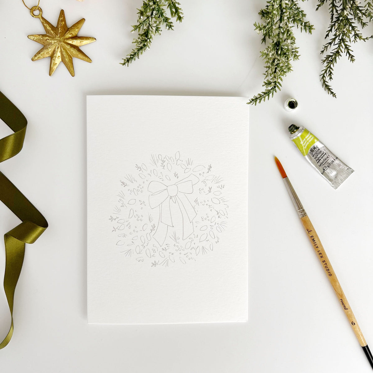 Wreaths paintable watercolor notecard set