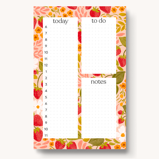 Strawberry Patch Daily Planner Notepad, 8.5x5.5 in.