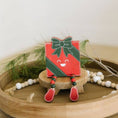 Load image into Gallery viewer, Chunky wood present w/beads for Legs CHRISTMAS Decor
