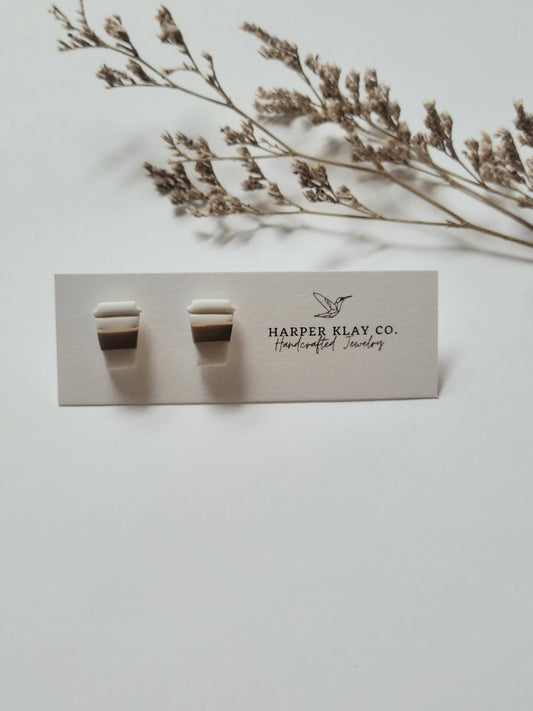 The Coffee Studs-Polymer Clay Fall Earrings