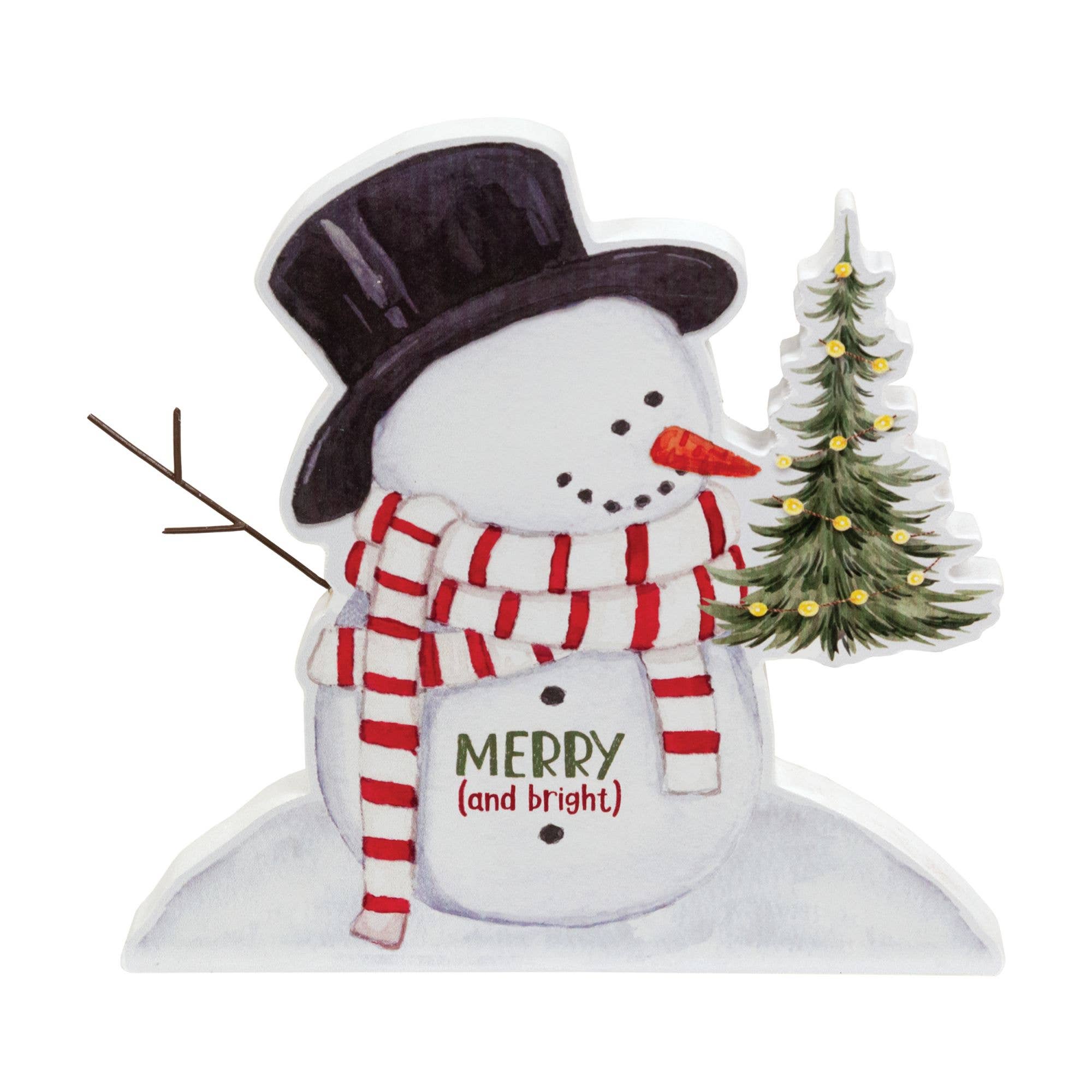 Merry (and Bright) Wooden Snowman Sitter