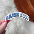Load image into Gallery viewer, Game Day Blue White Sports Curved Text Sticker

