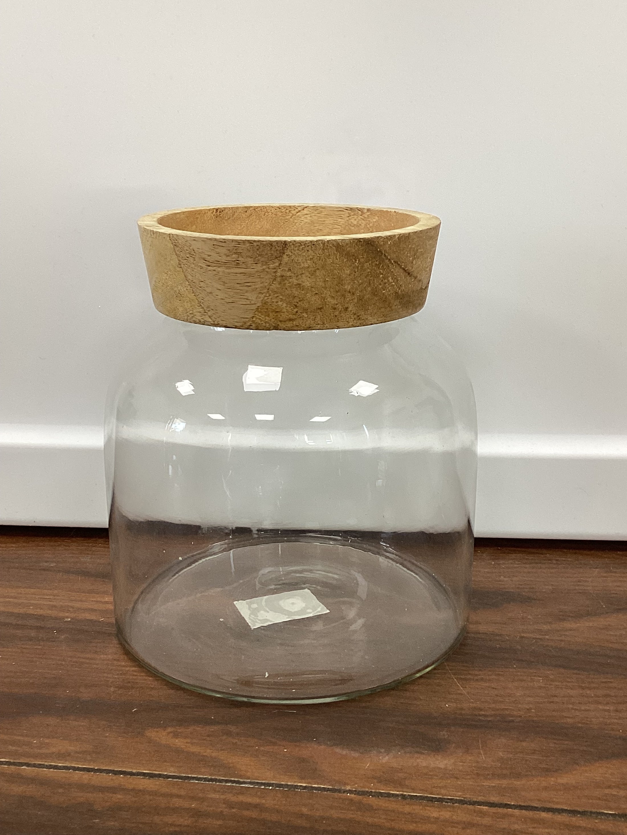 Glass Vases with Wooden Tops