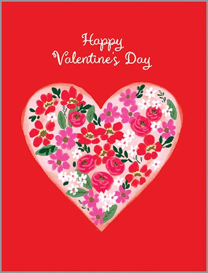 Valentine Greeting Card - Heart of Flowers