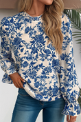 Load image into Gallery viewer, LDC Floral Print Flounce Sleeve Keyhole Back Blouse

