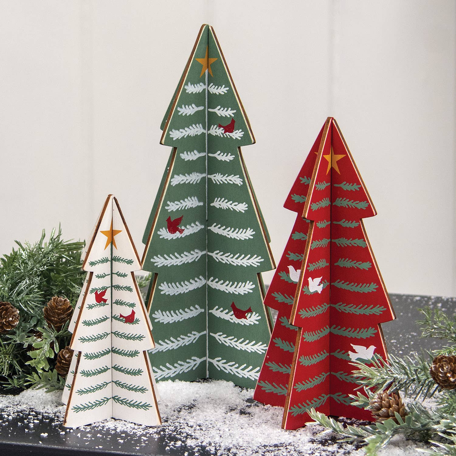 3/Set - Wooden Dimensional Yuletide Christmas Tree Sitters