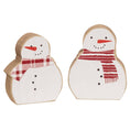 Load image into Gallery viewer, 2/Set, Snowmen w/Scarves Chunky Wooden Sitters
