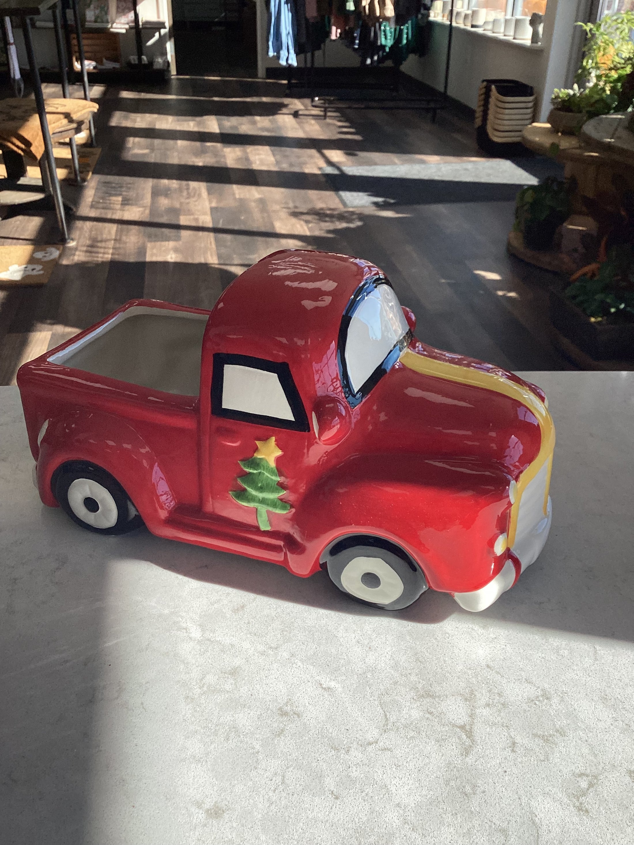 Red Christmas Ceramic Planter Truck