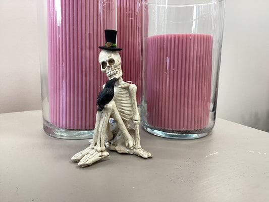 Resin Sitting Skeleton Decor