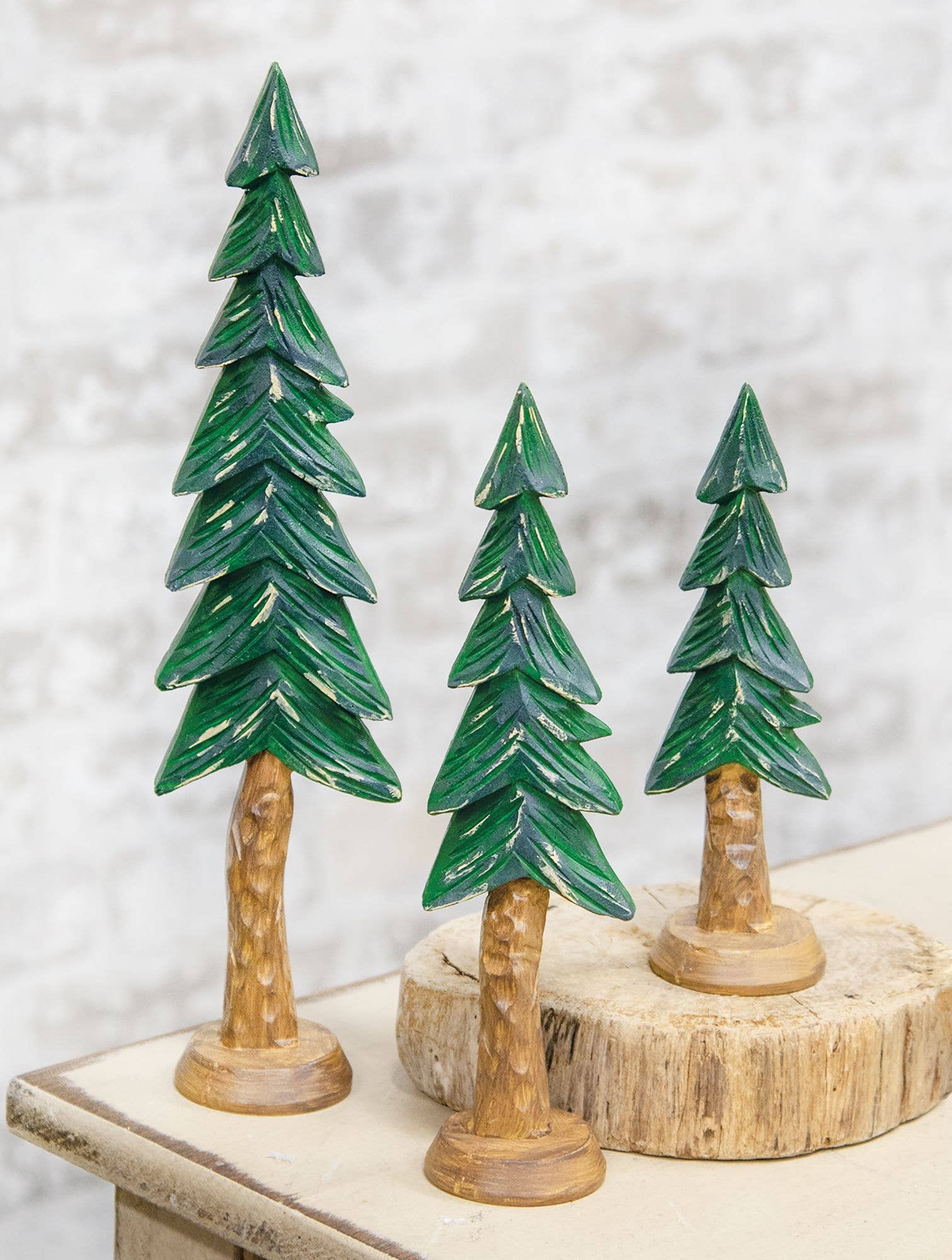 Resin Carved Alpine Tree, 9"