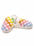 Load image into Gallery viewer, Indoor / Outdoor Slippers - Rainbow Checkered - White
