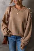 Load image into Gallery viewer, LDC Long Sleeve Round Neck Pearl Pullover Sweater
