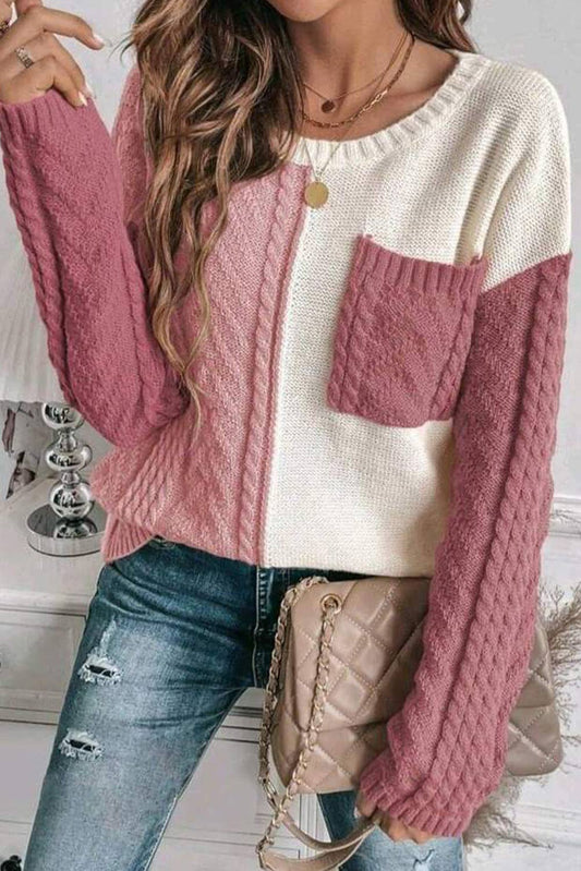 LDC Colorblock Patched Pocket Drop Shoulder Sweater