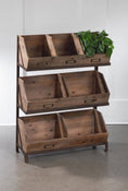 Load image into Gallery viewer, Industrial Wooden Bin Organizer with 7 bins
