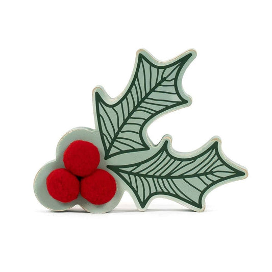 Chunky wood shape (HOLLY) Christmas Décor